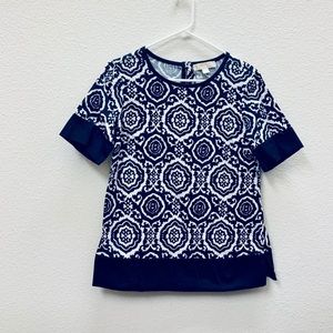 Michael Kors Womens Blouse Blue Size 4 Mosaic Print